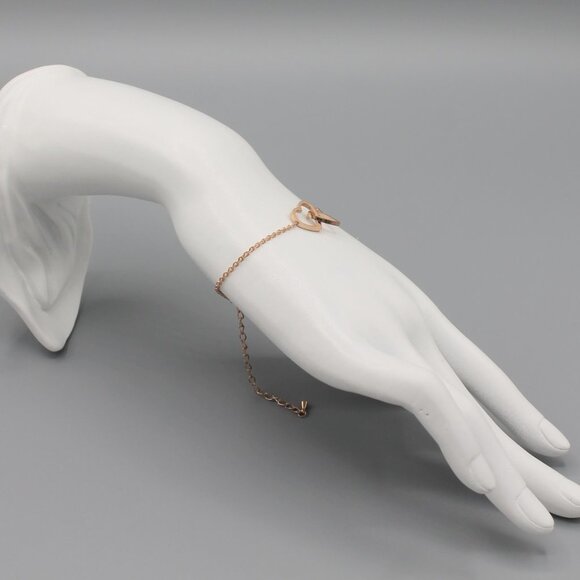 Heart love romantic bracelet dainty rose tone - Picture 6 of 8